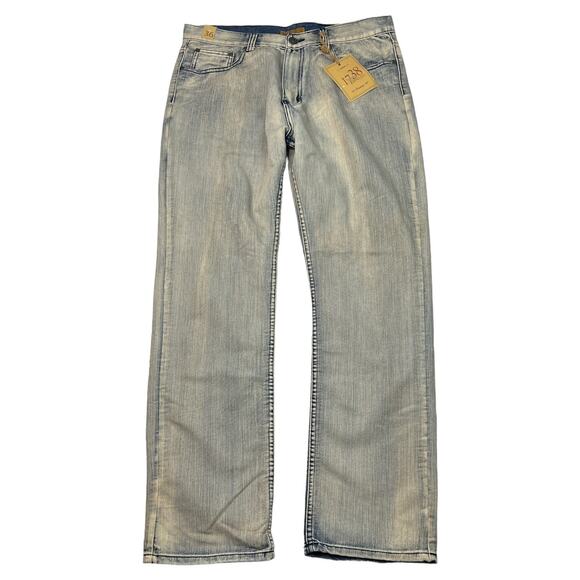 1738 Dynasty Straight Leg Jeans Mid-Rise Acid Wash Denim NWT Mens 36x34 - Picture 1 of 6